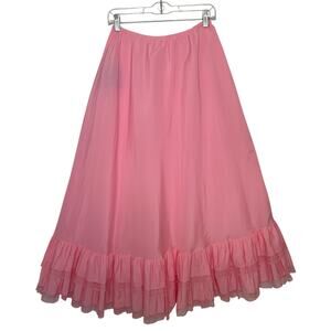 NWT Vintage Saks Fifth Avenue Pink Ruffle Lace Slip Skirt USA dead stock medium